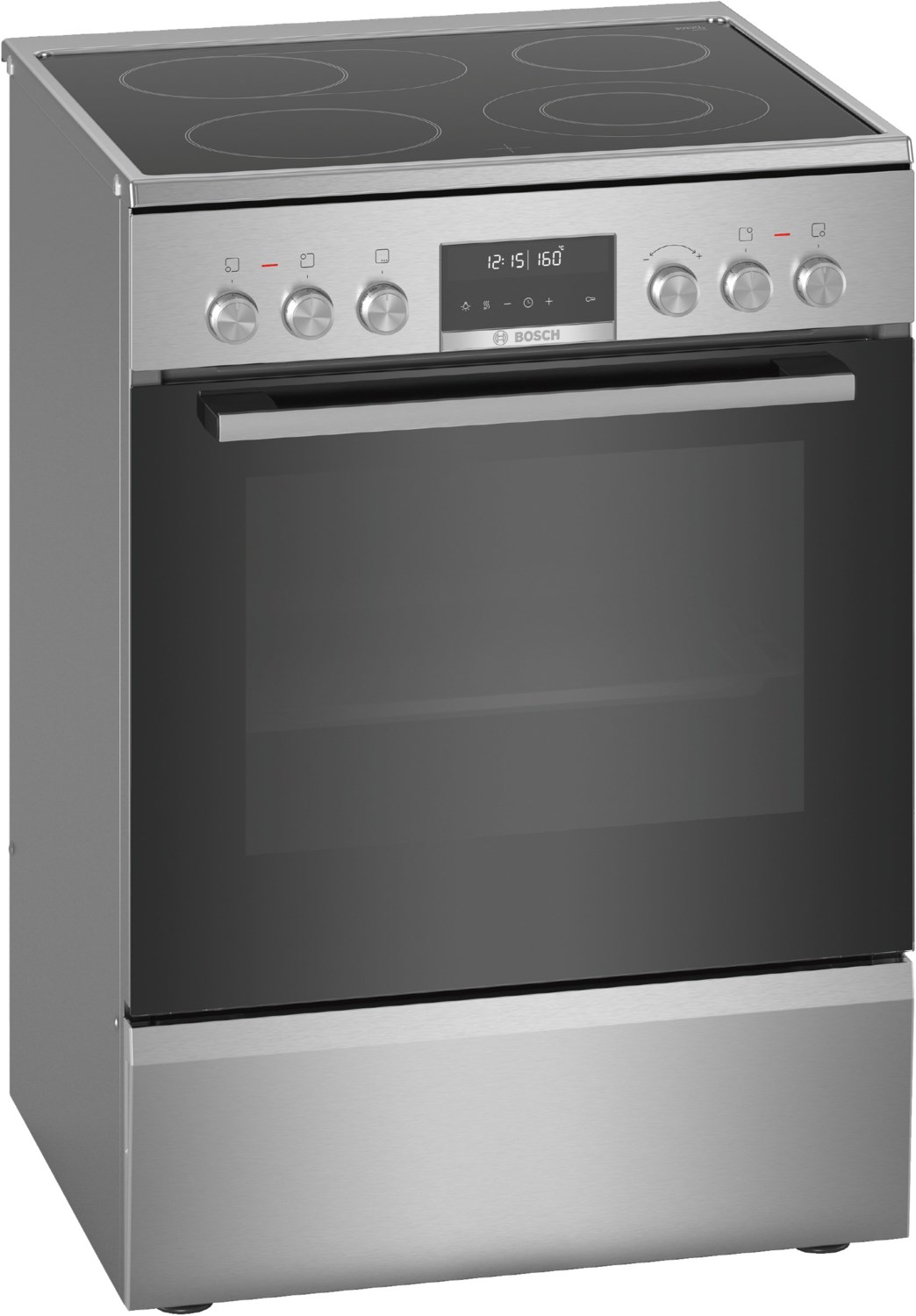 HKS79U250 Elektroherd mit Glaskeramikfeld edelstahl, 63 l, Pizza-Stufe, schnelles Vorheizen, pyrolytische Selbstreinigung, 60 cm breit, A, Serie 6