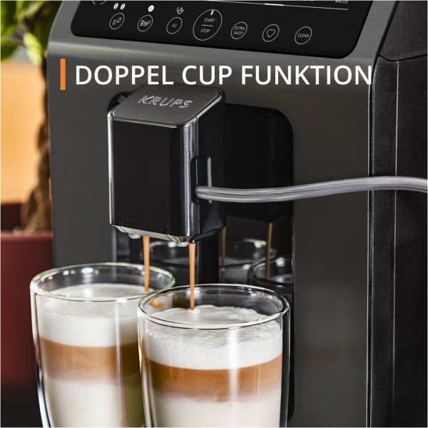 Krups Kaffeevollautomat Milch Aufschäumen In Der Tasse Krups EA89Z Classic Edition Kaffee-Vollautomat schwarz/anthrazit | EURONICS
