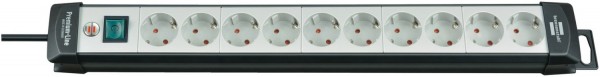 Premium-Line Steckdosenleiste 10-fach (3m) schwarz/grau