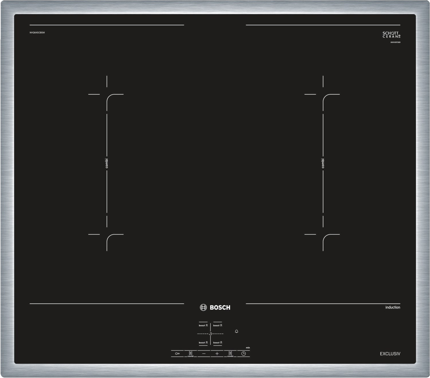 NVQ645CB5M Glaskeramik-Induktions-Kochfeld edelstahl