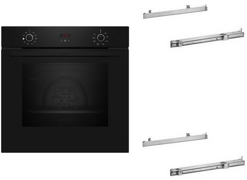 BMK120KBS Backofen mit Dampfunterstützung bestehend aus B1CVD0AK3+Z11TI15X0+Z11TI15X0 schwarz, 71 l, Pizza-Stufe, schnelles Vorheizen, Heißluftgrill