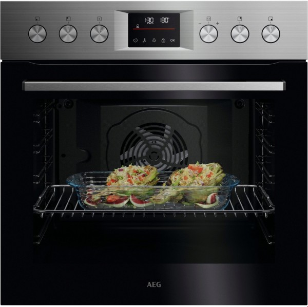 OU5PE40SM Elektro-Herd edelstahl/cleansteel, 72 l, Pizza-Stufe, schnelles Vorheizen, Heißluftgrill, 59,4 cm breit, A++, Serie 5000