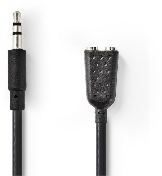CAGB22100BK02 Klinkenkabel (0,2m) schwarz 3,5-mm-Stecker>2x 3,5-mm-Buchse