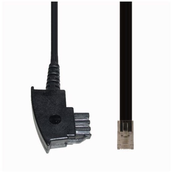 T 180/3 TAE-F > Western 8/2 (3m) Telefonkabel schwarz