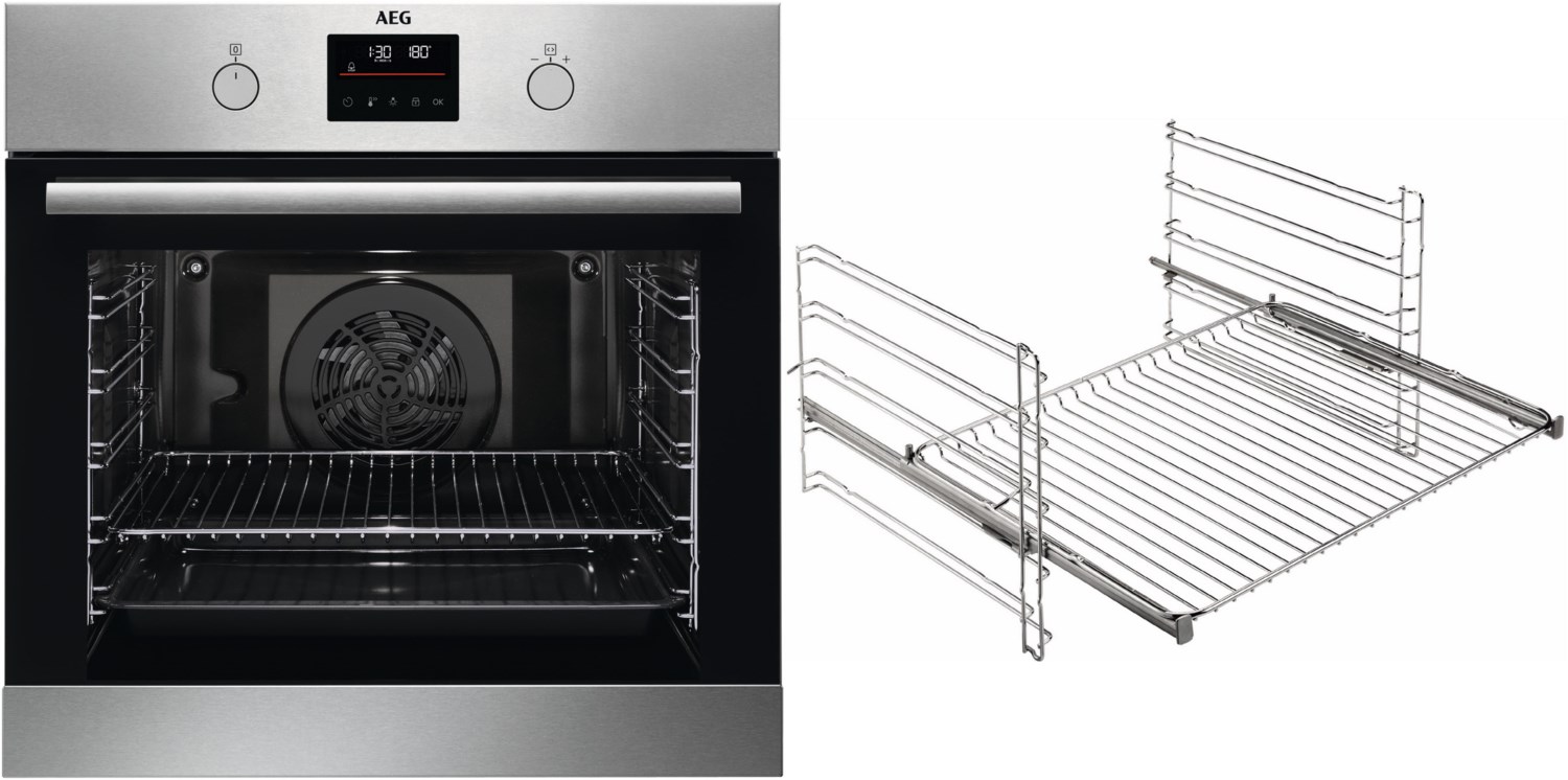 BO324P Einbaubackofen bestehend aus BPS335061M + TR1LV edelstahl/cleansteel, 72 l, Pizza-Stufe, schnelles Vorheizen, Heißluftgrill