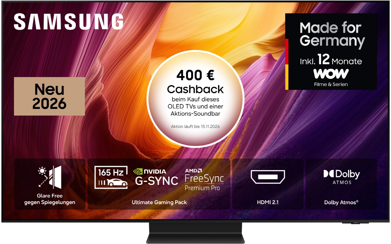 GQ77S95HFT 195 cm (77") OLED Vision AI Smart TV graphitschwarz, 4K Ultra HD, 120 Hz, Sprachsteuerung