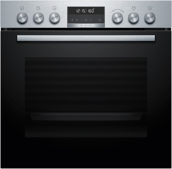 HEG578BS4 Einbau Elektro-Herd edelstahl, 71 l, Pizza-Stufe, schnelles Vorheizen, 59,4 cm breit, A+, Serie 6