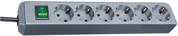 Eco-Line Steckdosenleiste 6-fach (1,5m) mit Schalter silber/grau