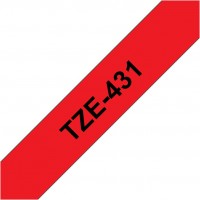 TZe 431 12mm (8m) Schriftband schwarz/rot