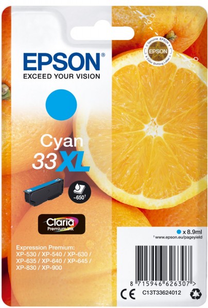 33XL Claria Premium Tintenpatrone cyan