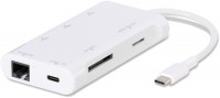 USB-C Adapter 2x USB-A, USB-C, HDMI, RJ45, SD weiß