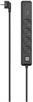 Steckdosenleiste 4-fach (1,4m) schwarz/grau