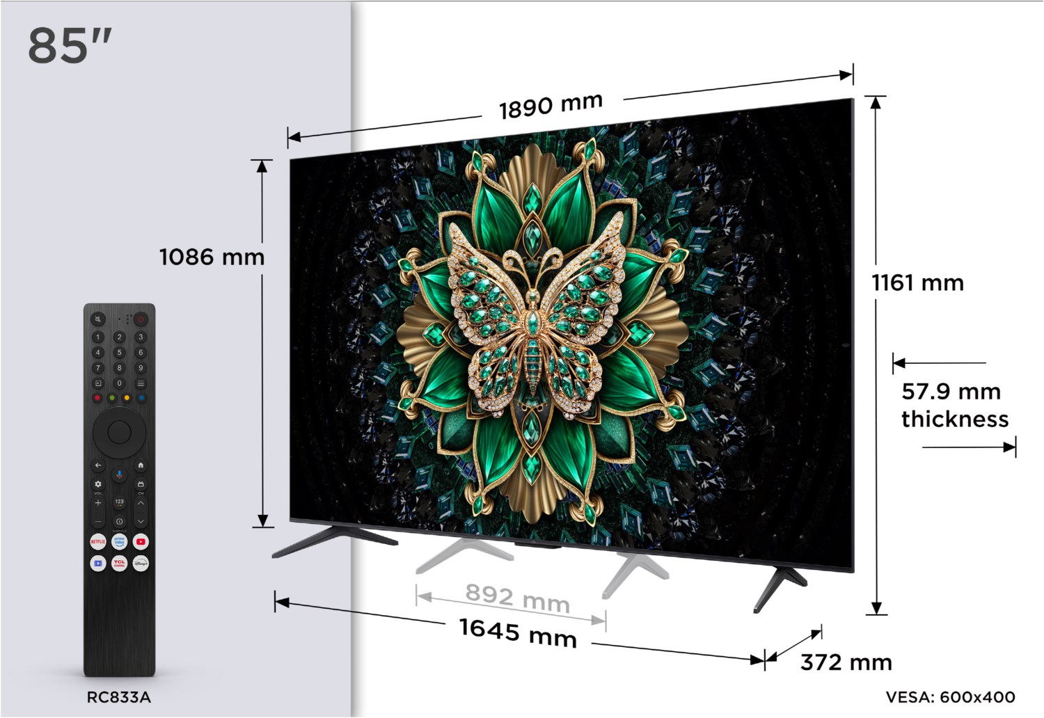 85C69K 215 cm (85&quot;) QD-Mini LED-TV brushed metal / D