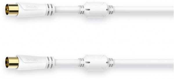 Antennen-Kabel 100 dB (0,75m) Koax-Stecker>Koax-Kupplung weiss
