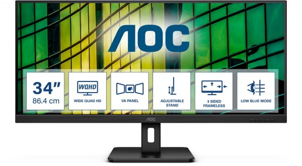 U34E2M 86 cm (34") TFT-Monitor mit LED-Technik schwarz, Ultrawide (3440x1440), 4 ms Reaktionszeit