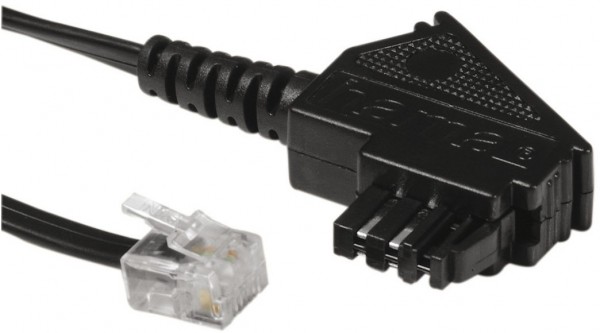 TAE-N-Steck.>Modul.-Steck. 6P2C, 3m Telefonkabel schwarz