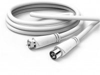 SAT-Anschlusskabel 90dB (5m) F-Stecker>Koax-Kupplung weiß