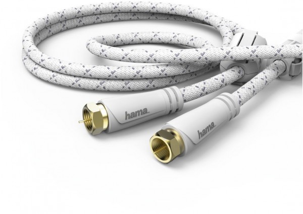 SAT-Anschlusskabel 120dB (3m) F-Stecker>F-Stecker weiß