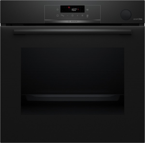 HRG4720B3 Backofen mit Dampfunterstützung schwarz, 71 l, Pizza-Stufe, schnelles Vorheizen, pyrolytische Selbstreinigung, 59,4 cm breit, A+