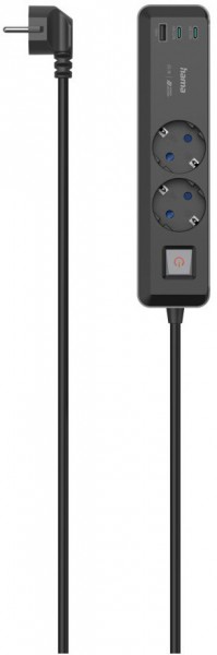 Steckdosenleiste 2-fach (1,4m) schwarz/grau