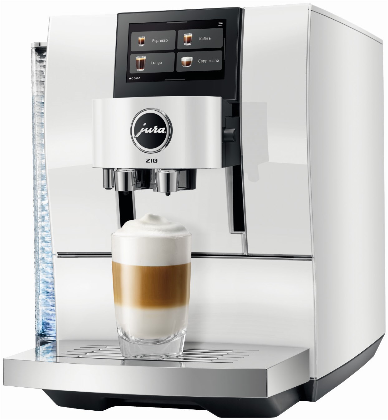 Z10 Kaffee-Vollautomat Aluminium White (EB), Latte Macchiato/Cappuccino/Milchkaffee, Klartext-Display, 15 bar, 2,4 l, weiß, Apps ladbar