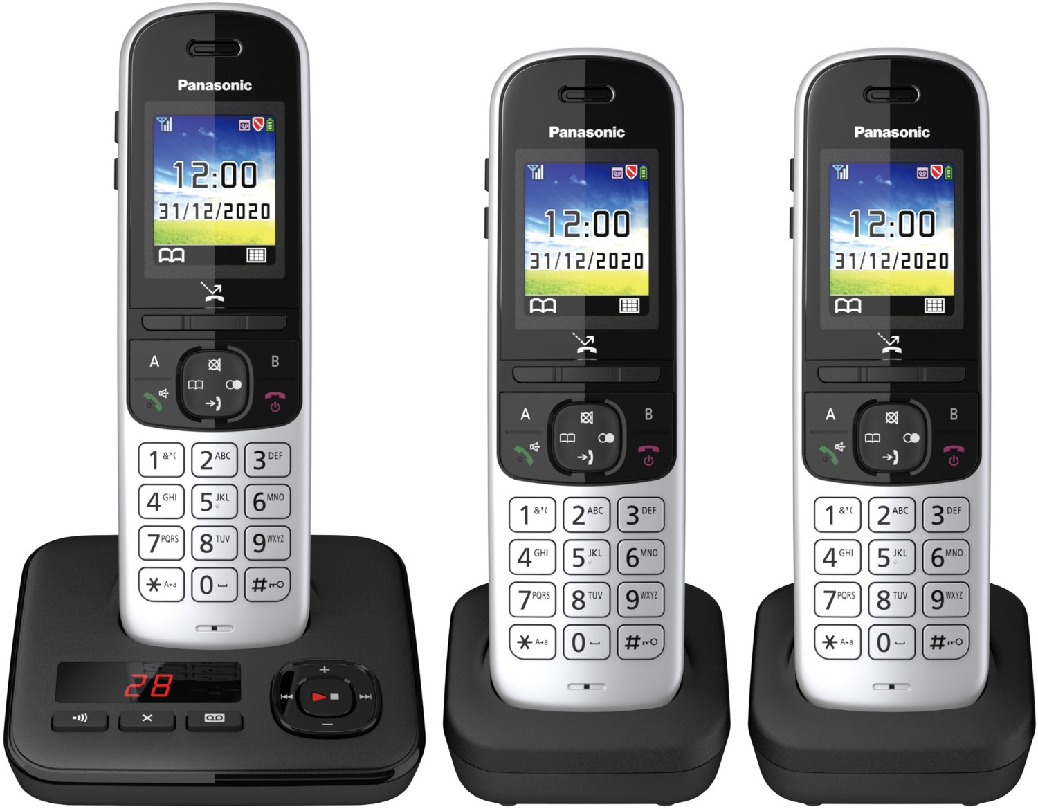KX-TGH723GS Schnurlostelefon mit Anrufbeantworter schwarz