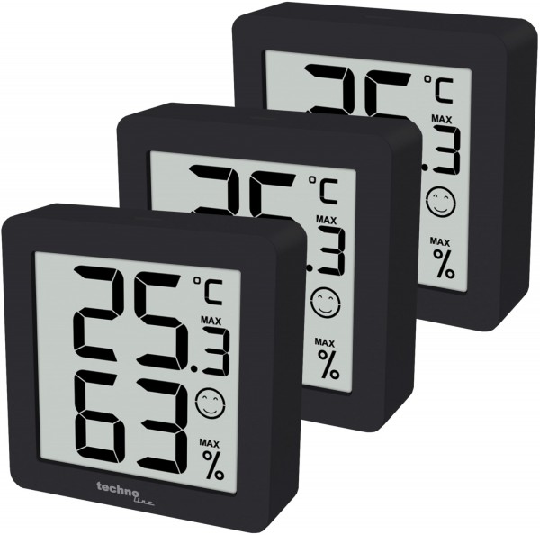 WS 9425 3er Set Hygrometer schwarz