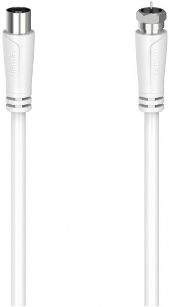 SAT-Anschlusskabel 90 dB (3m) F-Stecker>Koax-Kupplung weiss