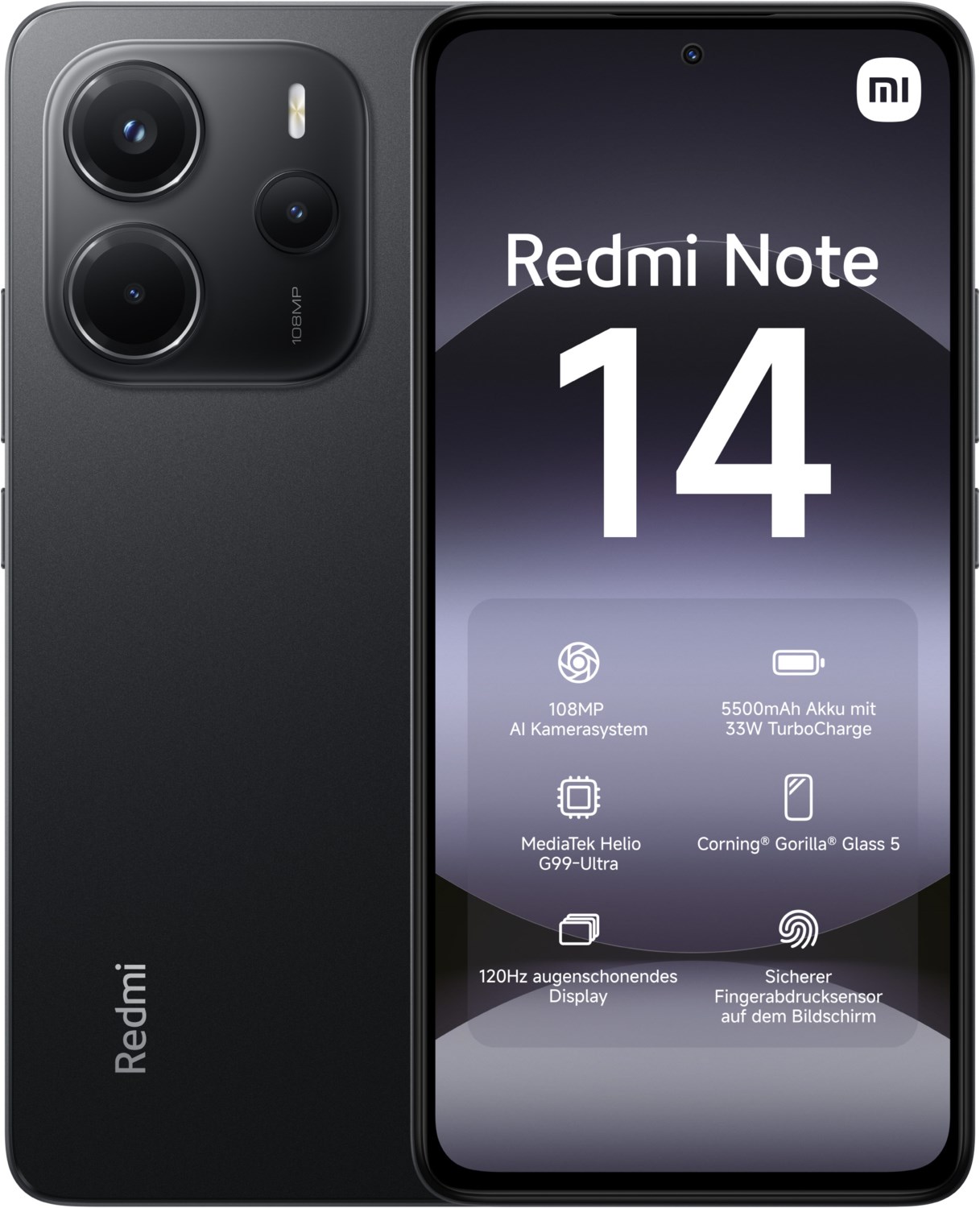 スマートフォン本体 Redmi Note 14 Midnight Black 6GB/128GB Telefon mobil Xiaomi Redmi Note 14 128GB 6GB RAM NFC Dual