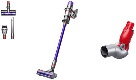 V11 Advanced Akku-Stielstaubsauger Set inkl. Flex Adapter nickel/purple, 200 W, 60 min Laufzeit, 0,77 l Staubvolumen, Display, Elektro-Bodenbürste