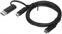 USB Type-C Kabel (1m) mit USB Adapter schwarz