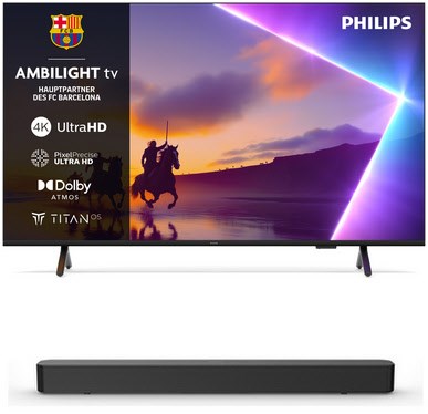 43PUS8500/12 108 cm (43") Ambilight TV mit LED-Technik mattschwarz inkl. TAB4000/10 Soundbar schwarz