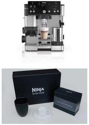 ES501EU inkl. LUXE Café Set Siebträgermaschine schwarz/edelstahl, Milchbehälter, 2 l