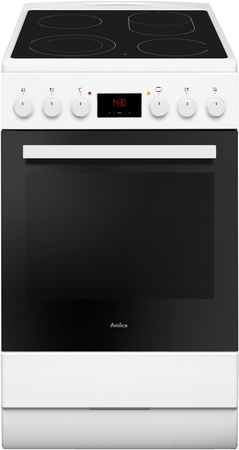 SHC 913 011 W Elektroherd mit Glaskeramikfeld weiß, 65 l, schnelles Vorheizen, 60 cm breit, A, 4 Kochzonen