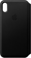 Leder Folio Case für iPhone XS Max schwarz