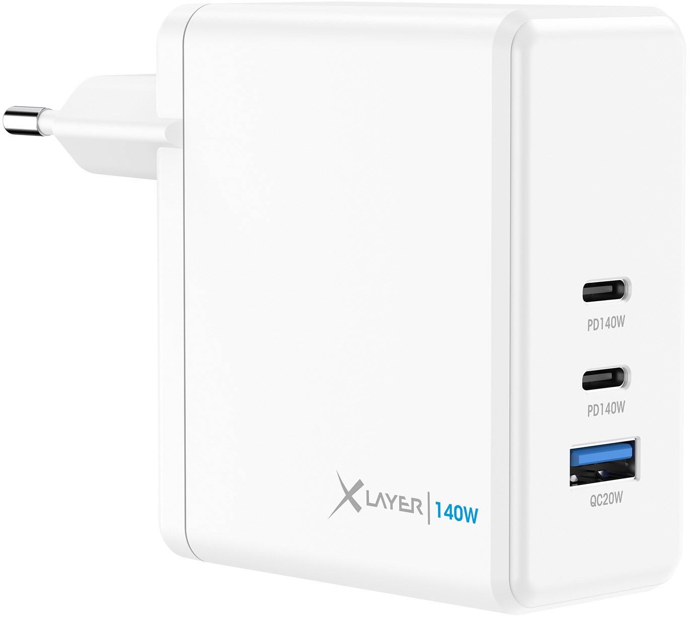 Powercharger (140W) 1x USB / 2x USB-C weiß