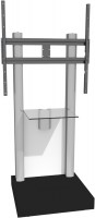 Monte Visolo XL rollbarer TV-Bodenständer mit einem Zwischenboden schwarzlack/klarglas