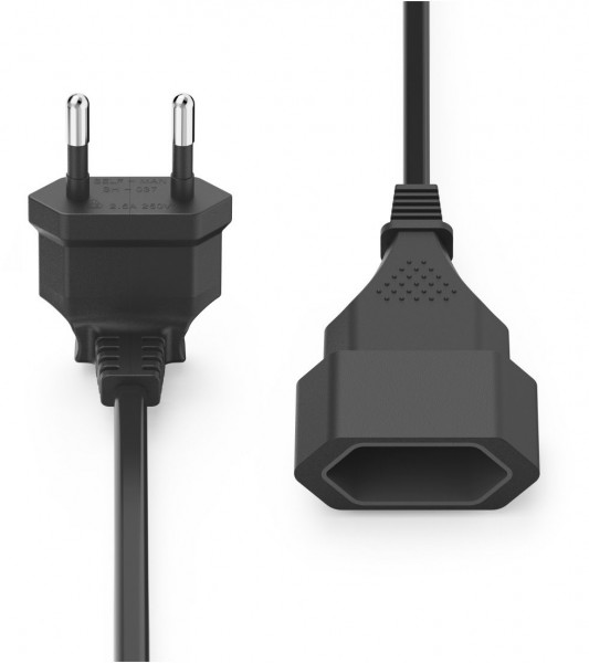 Verlängerungskabel (3m) mit gewinkeltem Eurostecker schwarz