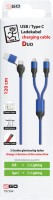 USB/C>2x Lightning Duo Kabel (1,2m) blau