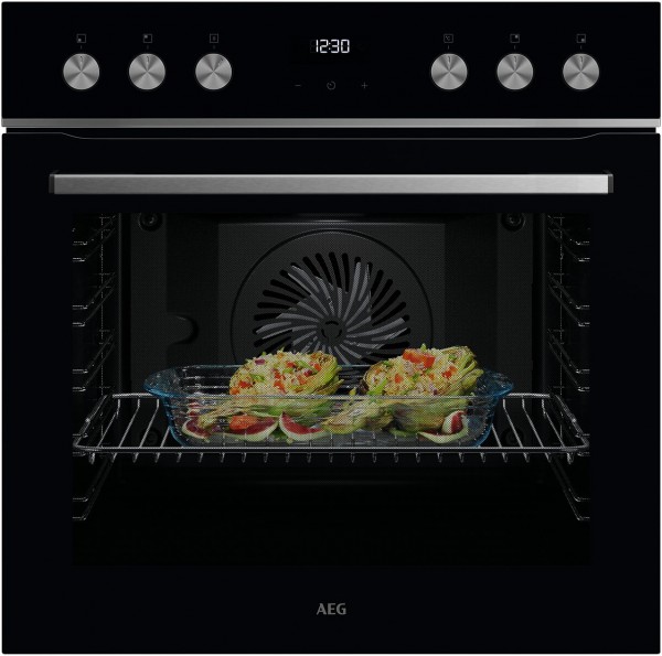 OU5AE22AB Einbau Elektro-Herd schwarz, 71 l, Pizza-Stufe, Heißluftgrill, 59,5 cm breit, A+, Serie 5000