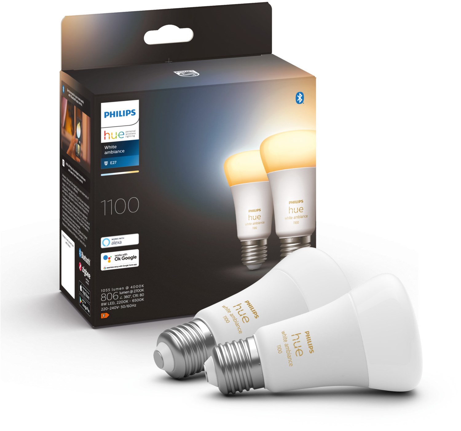 Hue W&C Amb. 9W A60 E27 3er Pack LED-Leuchtmittel