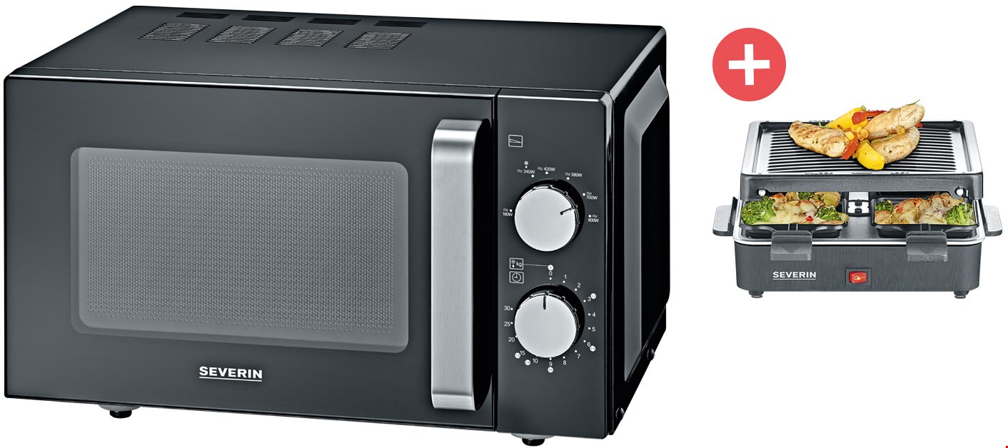 Severin MW 7761 Magnetron Zwart, RVS 800 W