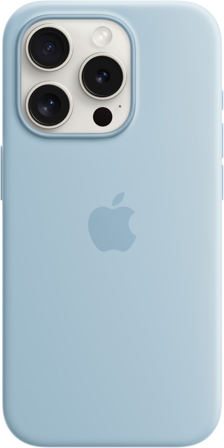 Silikon Case mit MagSafe für iPhone 15 Pro hellblau