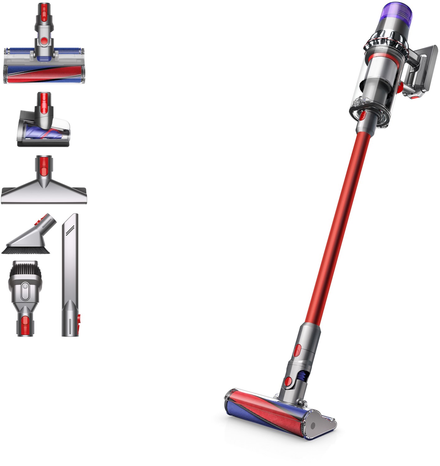 Image of V11 Fluffy Akku-Stielstaubsauger Nickel / Rot