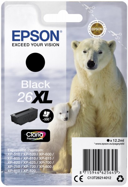 26XL Claria Premium Tintenpatrone schwarz