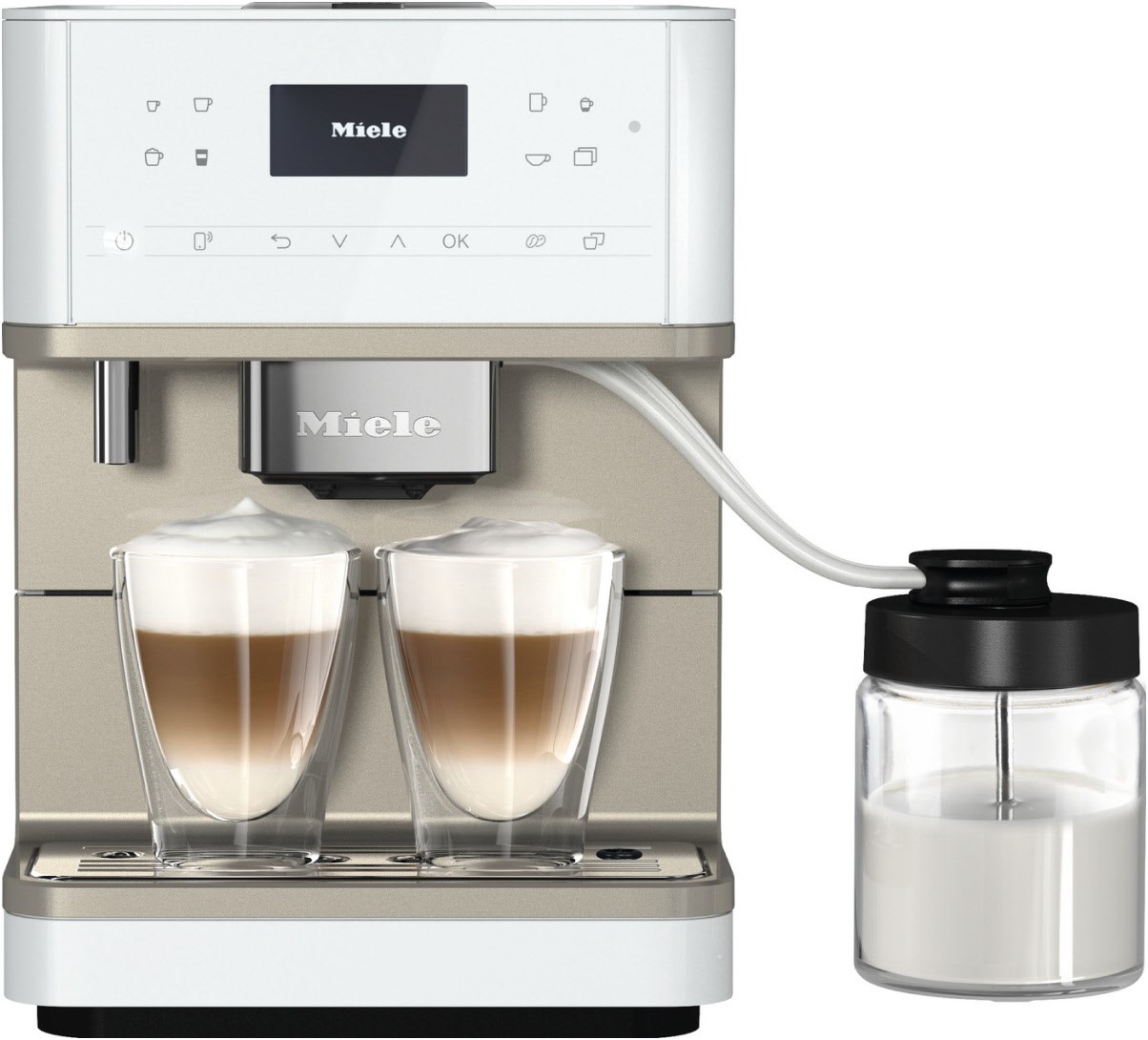 CM 6360 Kaffee-Vollautomat lotosweiß/CleanSteelMetallic