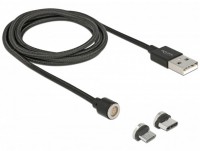 USB > Micro-USB/USB-C Kabel (1m) magnetisch schwarz