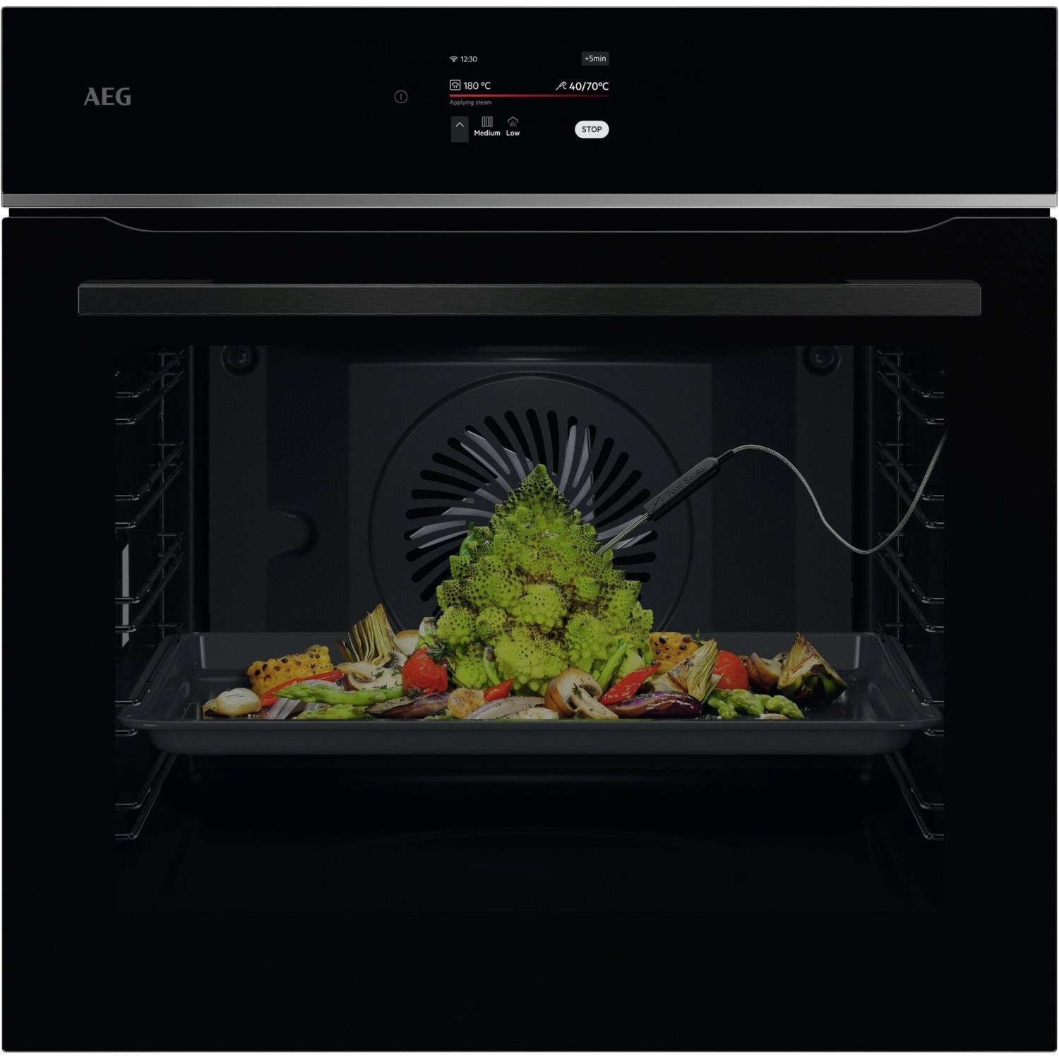 TE8PB73FAB Einbaubackofen schwarz, 71 l, Pizza-Stufe, Dörren, schnelles Vorheizen, Heißluftgrill, Hefeteig-Gärstufe, Brotback-Stufe