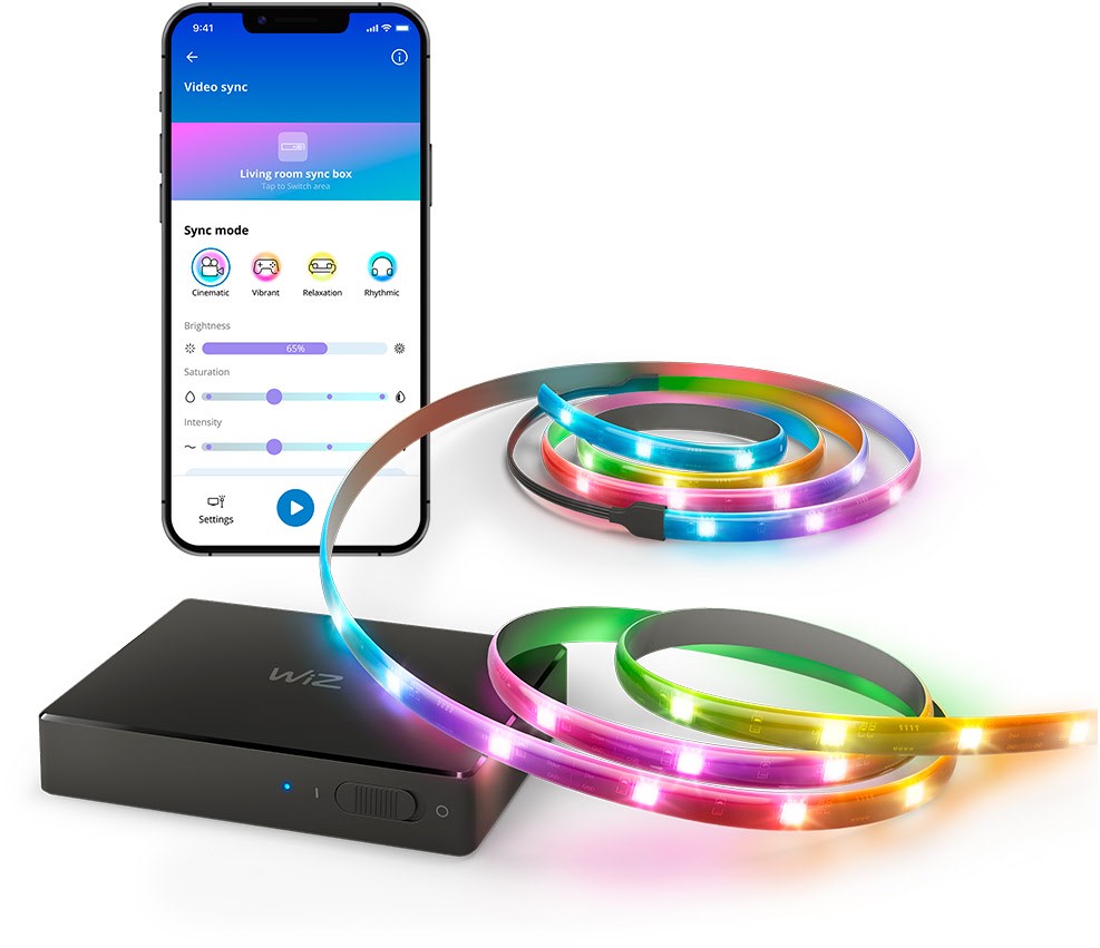 WiZ HDMI Sync Box + Lightstrip für 75- bis 85-Zoll-Fernseher
