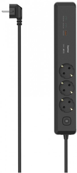 3fach Steckdosenleiste (1,4m) USB-C/A grau/schwarz